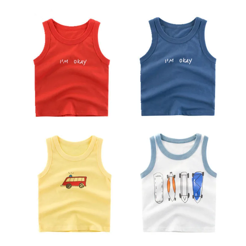 2019 Summer Boys T- Shirts Cartoon Kids Underwear Girls Undershirts Baby Sleeveless T-shirts Vest Baby Boys Girls Casual Clothes