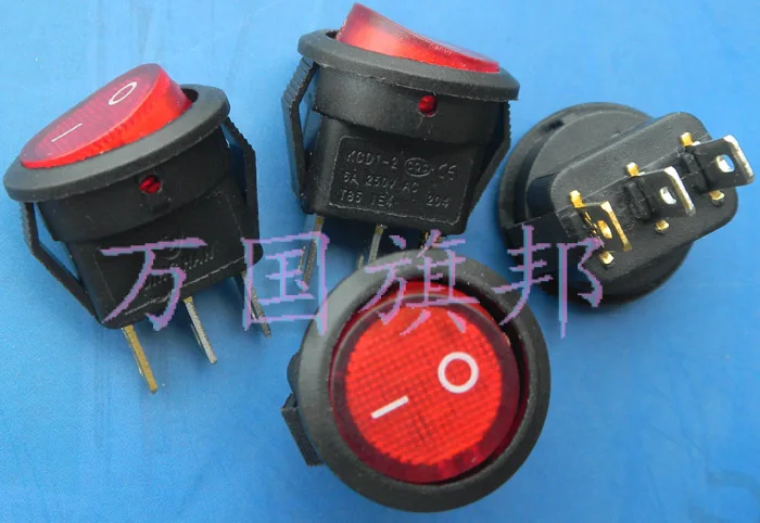 Тип круговой переключатель 6A штатив с светло-Красной головкой маленький диаметр 15 мм