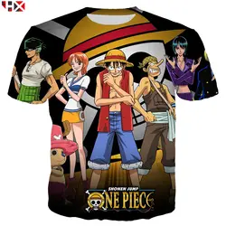 Новый аниме one piece мужская футболка Летняя забавная 3D печать футболка унисекс обезьяна D. луффи футболки хип хоп X82