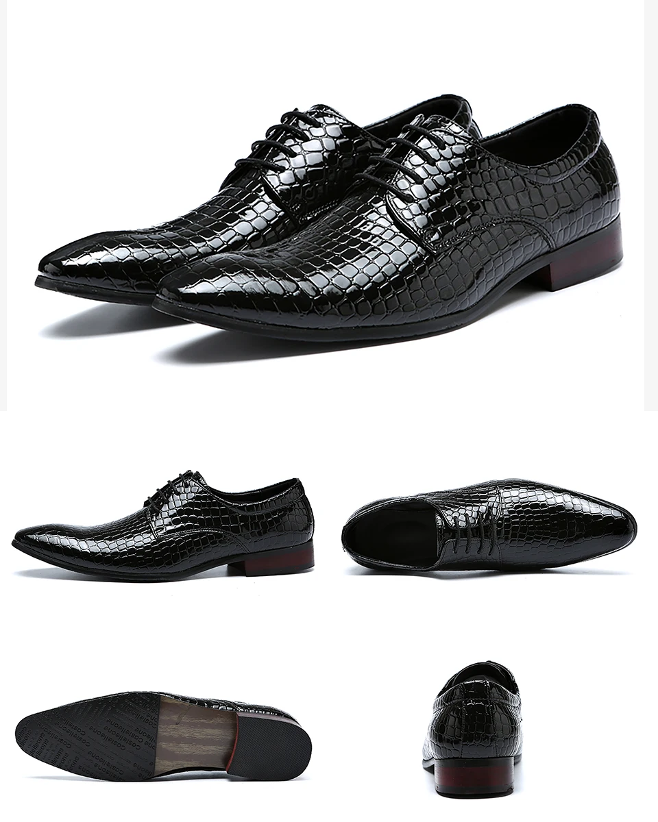 Мужские модельные туфли свадебные туфли с острым носком модная офисная обувь из крокодиловой кожи Оксфордский бизнес нарядные туфли для мужчин; большие размеры 48