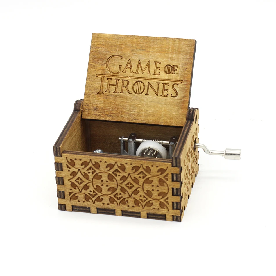 Antique Carved  Music Box Game of Thrones Music Box Star Wars Wooden Hand Crank Theme Music Caixa De Musica