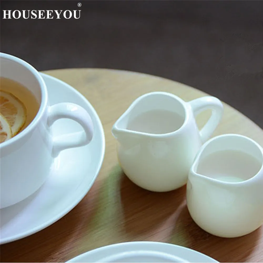HOUSEEYOU, классическая белая керамическая банка для молока, чайник, маленький горшок для молока, маленький Роскошный Британский послеобеденный чайник, чашка для кофе, кружка, кувшин для молока