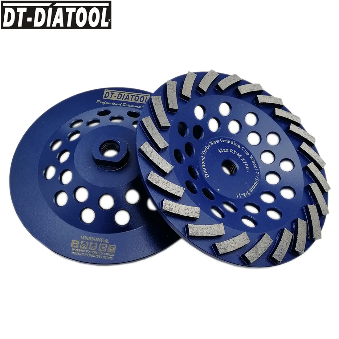 DT-DIATOOL 2 шт Сегментированный Алмаз турбо ряд чашевидный шлифовальный круг для бетона твердый камень с 5/8-11 резьба Диаметр 180 мм/7 дюймов