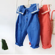 Детские модные повседневные комбинезоны для девочек и мальчиков льняная одежда детская одежда в корейском и японском стиле