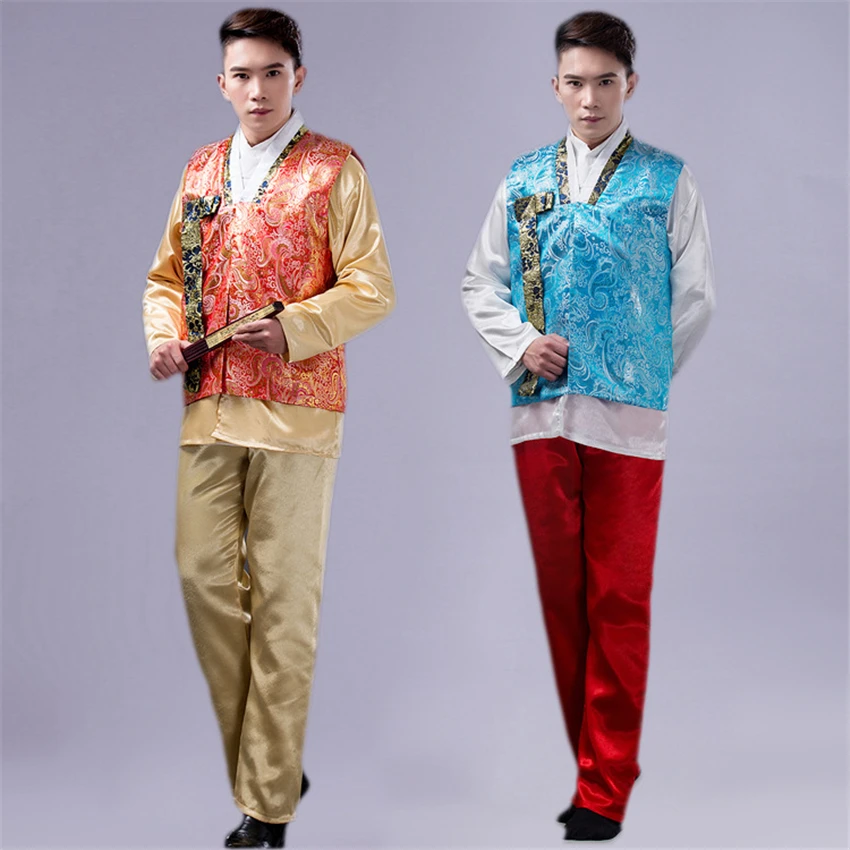 

Men Traditional Korean Clothing Vest+Shirts+Pants Suit Hanbok Ancient Court Dance Costume Wedding Party Asian Kimono Festival