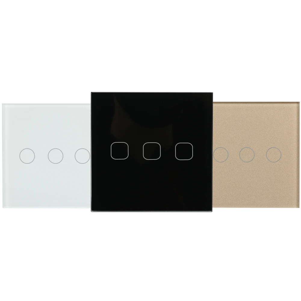 high end fashion EU 3 gang 2 way wall light switch EU touch switch