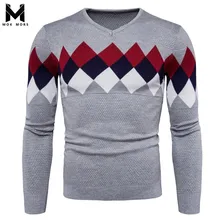 Осенний и зимний мужской принт с геометрическим рисунком мужские свитера модные брендовые повседневные с v-образным вырезом тонкие с длинными рукавами мужские свитера