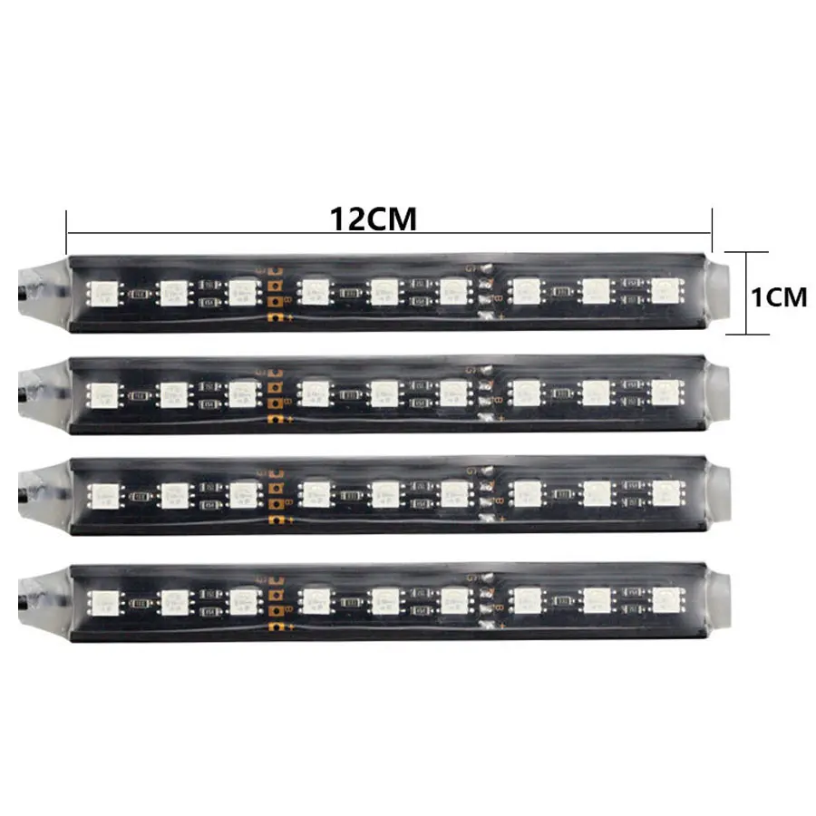 4 шт. 12 в салона RGB светодиодные ленты клейкие DRL свет музыка дистанционное управление для автомобиля декоративные универсальный набор