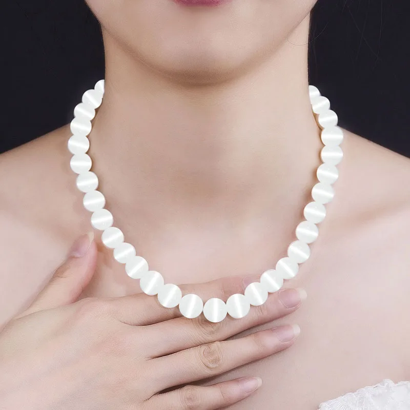 Эксклюзивное качество натуральный белый опал 8 мм бусины богемный стиль ожерелье "Будда" и Подвески Длинные женские цепочки ожерелье