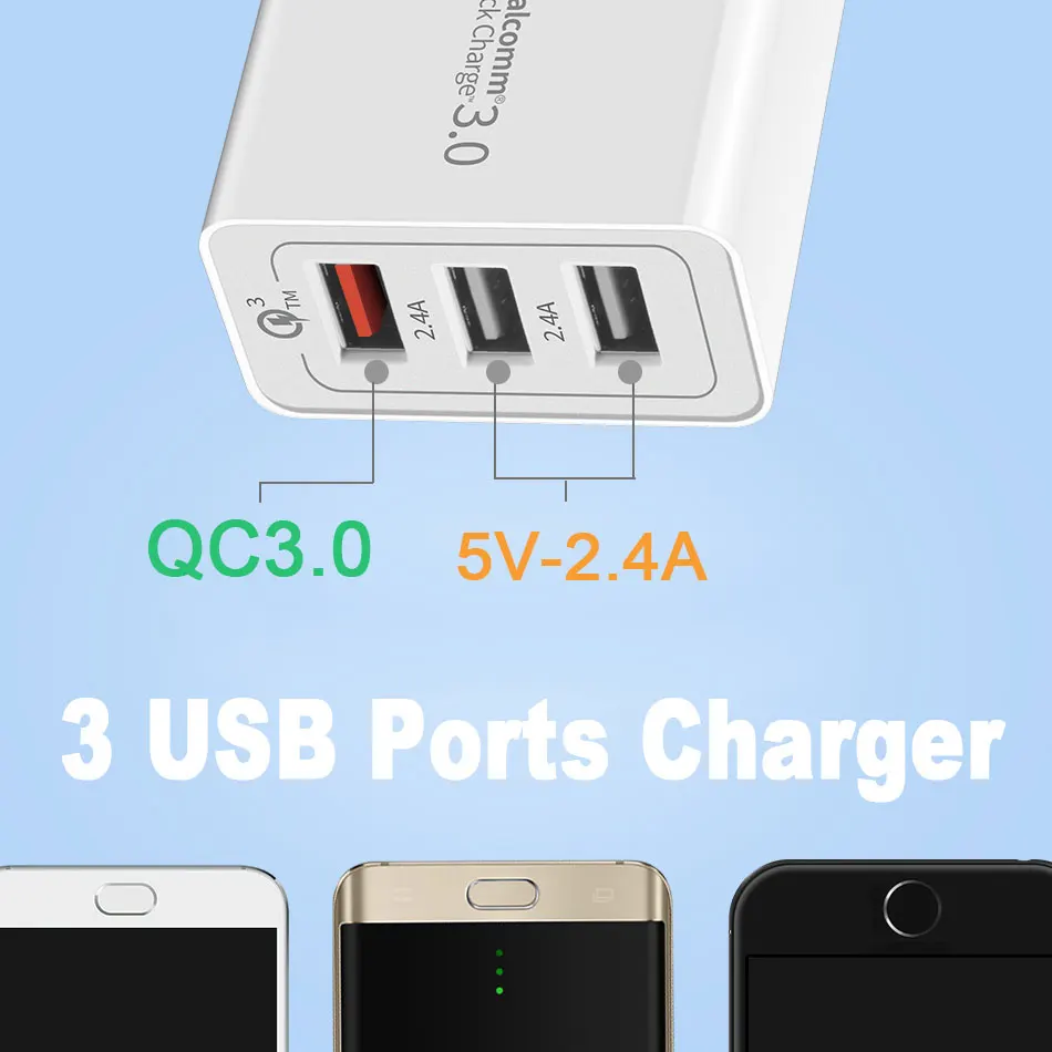 3 Порты usb Quick Charge 0 PD быстро Зарядное устройство Тип C Мощность Адаптеры для