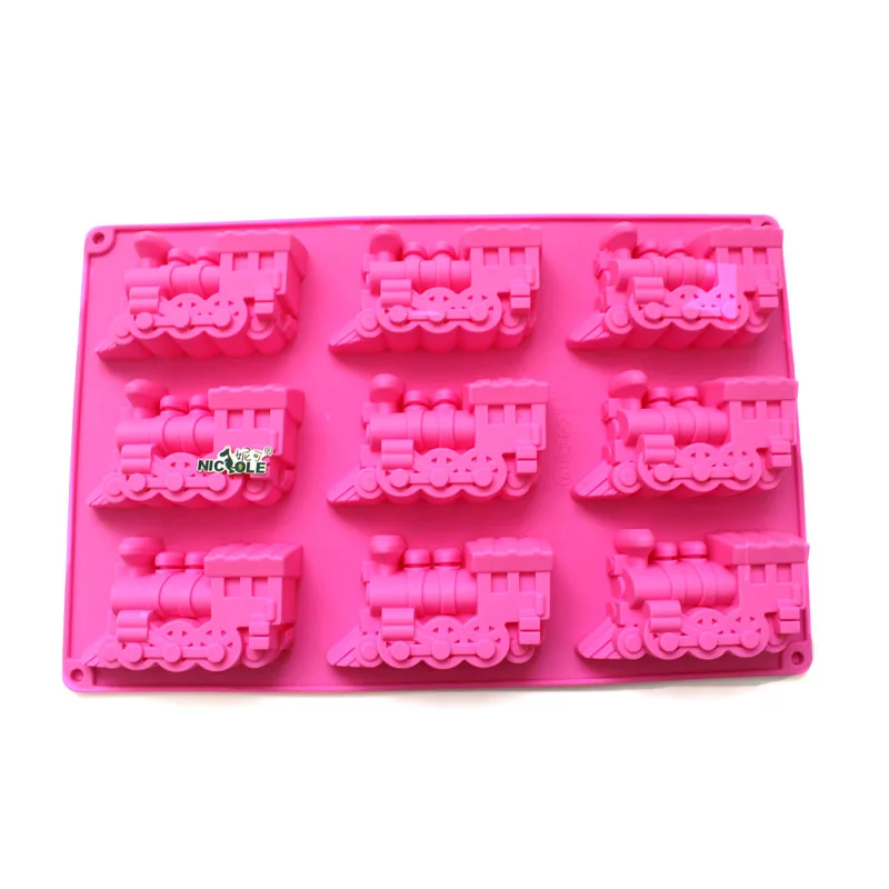 9-силиконовые полости мыло поезд прессформы формочка для шоколадных конфет формы для пирожных сделай сам украшения инструменты