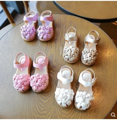 

Children's shoes 2018 NEW spring summer new sandals girls flowers baby soft bottom flower shoes size21-30