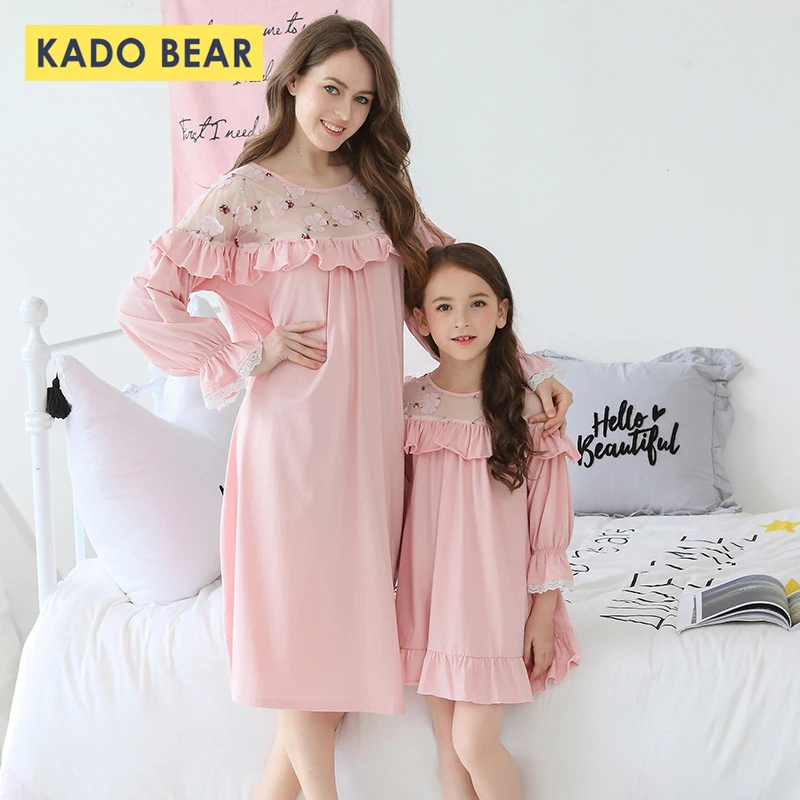 

2019 Family Look Baby Girl Nightgown Mom Mother Daughter Dresses Matching Outfits Kids Pajamas Children Sleepwear Clothes Pyjama