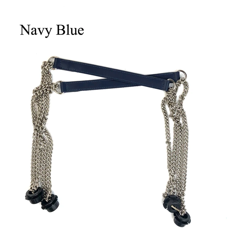 1 Pair 78cm Flat leather PU chain Handle Silver Aluminum Superfiber Handles handle for Obag O Bag Handbag accessories