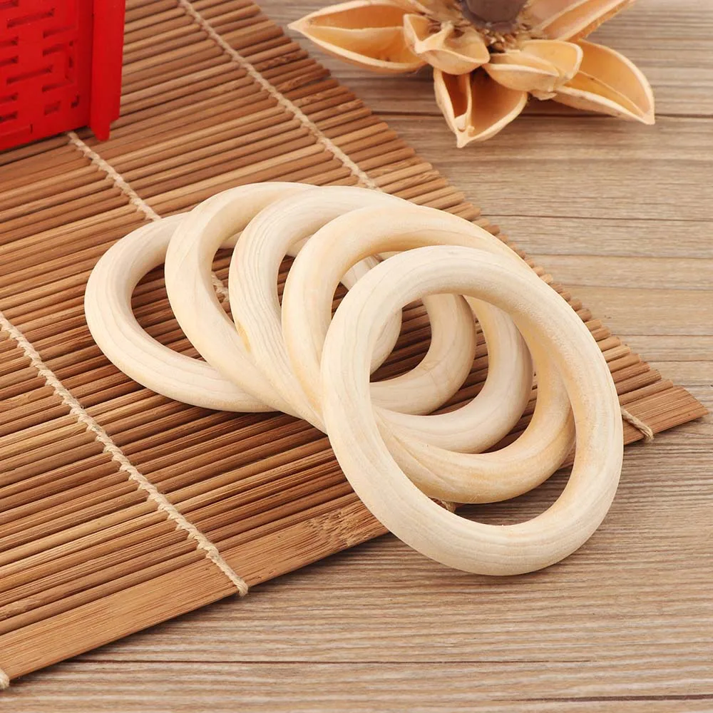 

2Pcs 70mm DIY Crafts Baby Natural Wooden Teething Rings Connectors Circles Feeding pacifier Necklace baby products accessories