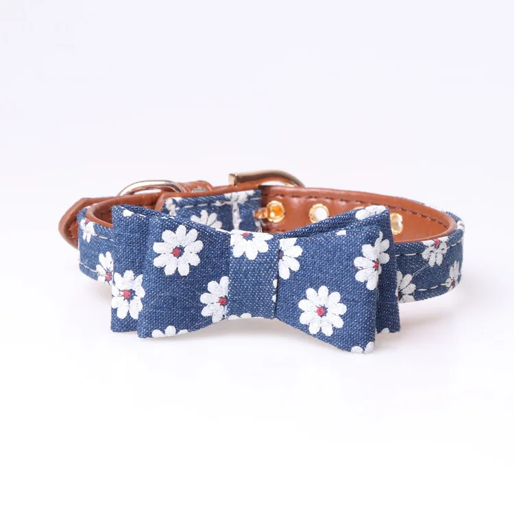 Симпатичные домашние собаки ошейник из искусственной кожи Daisy Bowknot Маленькие собачки бандана Ожерелье для кошек - Цвет: collar