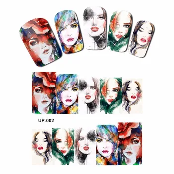 

NAIL ART BEAUTY TATTOO WATER TRANSFER DECAL SLIDER WATER COLOR FASHION SHOW GIRL VINTAGE PORTRAIT LADY UP001-006