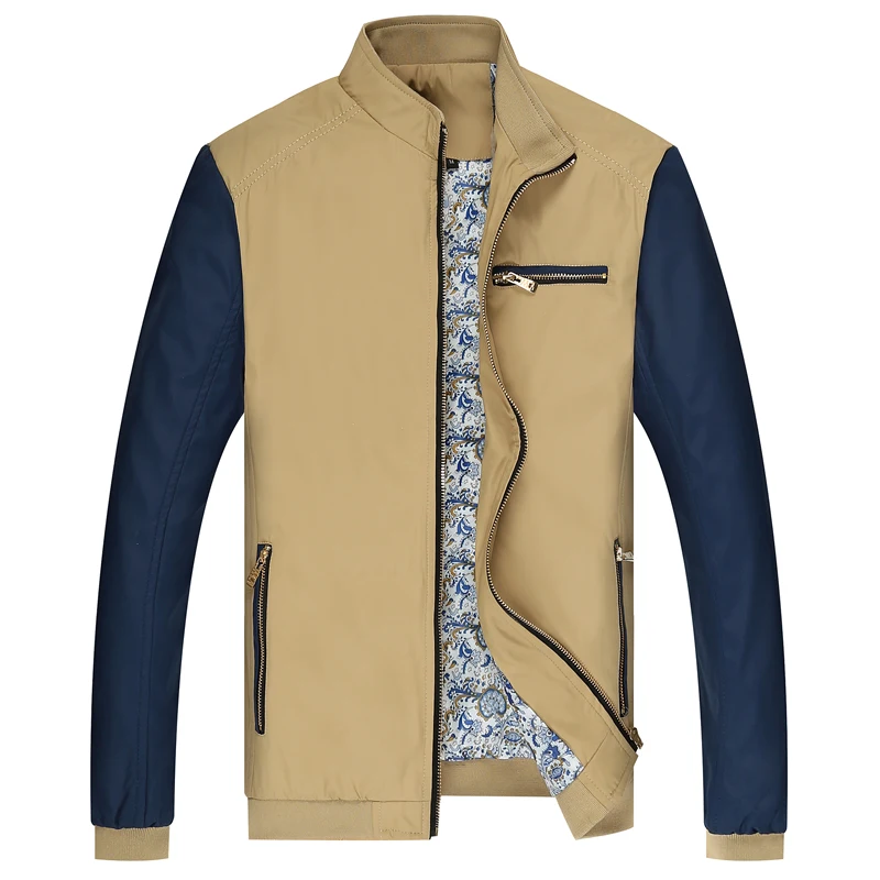 Spring and Summer Fashion Mens Jacket Plus Size Casual Khaki Coat Men