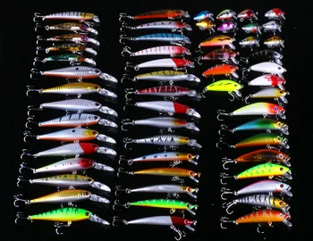 

56Pcs/Lot 3D Lifelike Eye Almighty Mixed Crankbait Minnow Fishing Lure Bait With Treble Hook Swimbait Carp Fishing Hard Lure Set