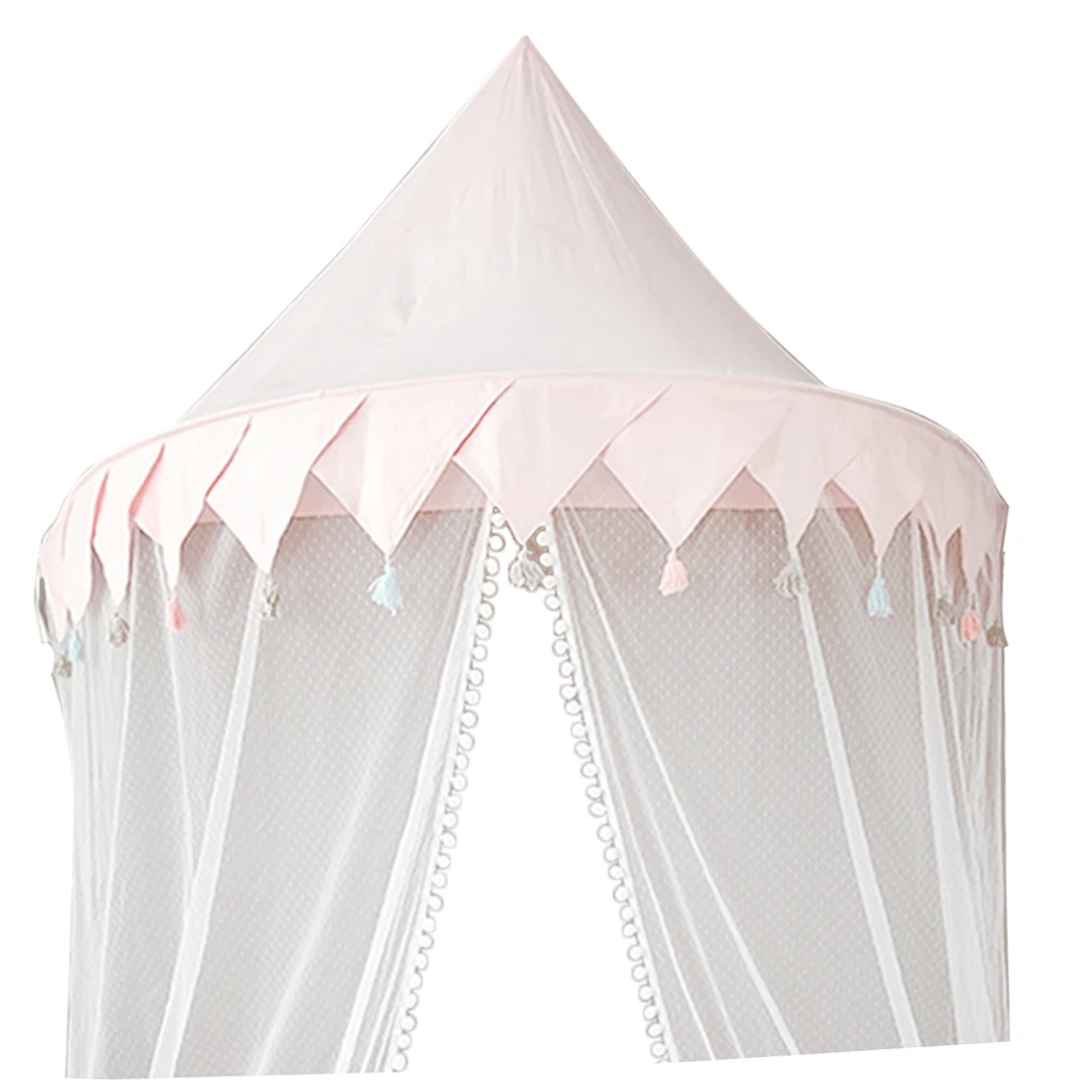 Princess Girl Playhouse Kids Bed Canopy with Mosquito Netting Hanging Play Tent Reading Corner -L –Pink