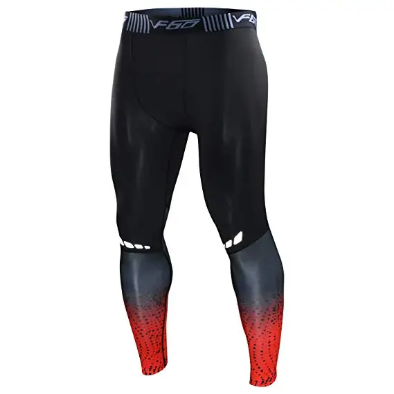 Mens Gym Compression Leggings Sport Training Pants Men Running Tights Trousers Men Sportswear Dry Fit Jogging Pants Red
