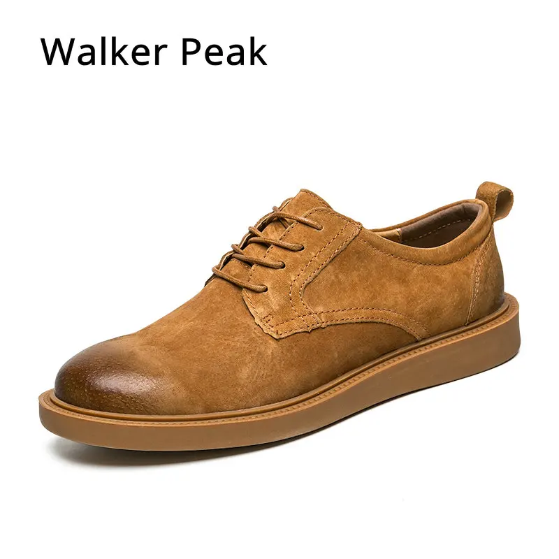 Homens Flats Vestido Black Popular grey Marca Primavera Pico Couro Sapatos Preto Moda Genuíno De Walker Shoes Business Oxford Sólidos outono Shoes Shoes Casual brown Dos XxrnX