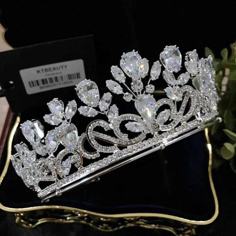 

New Rhinestone Zircon Custommade Big Tiara Handmade Fashion Hairband Royal Bridal Wedding Dressing Crown Accessory Women Jewelry