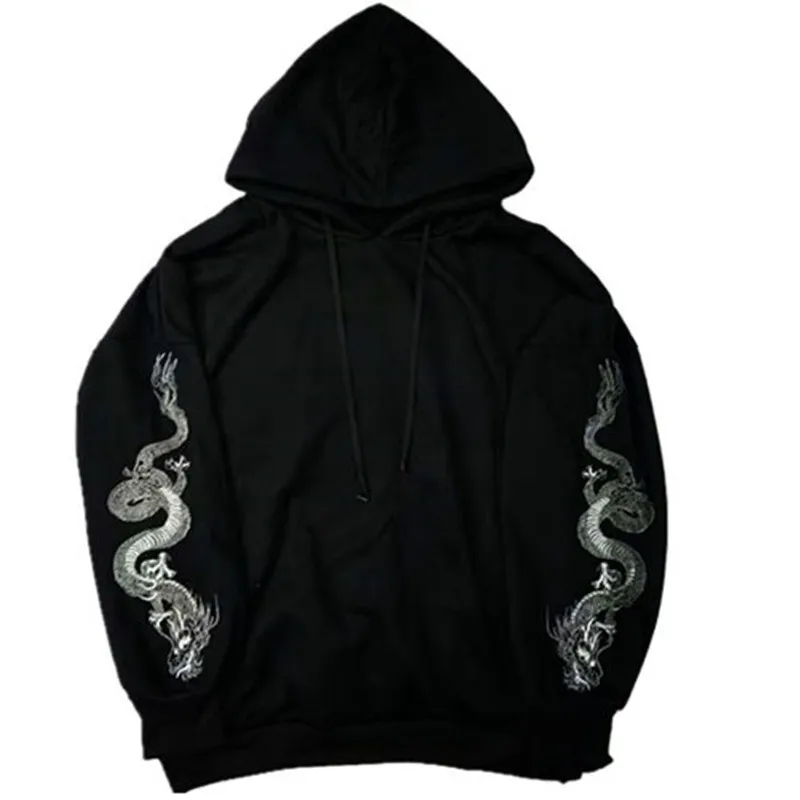 

Harajuku Embroidery Dragon Long Sleeve Women Pullovers Loose Hoodies