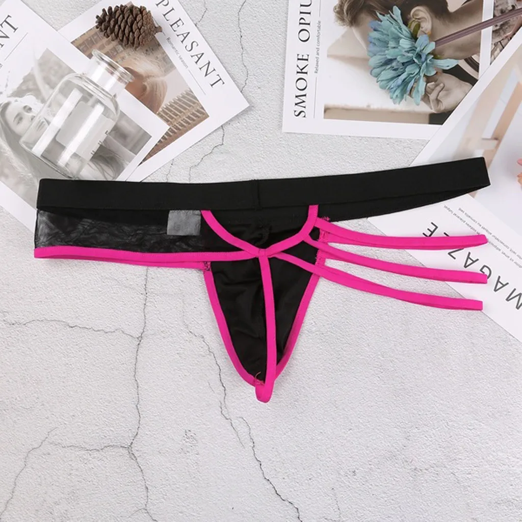 

G-string thong for Men Sexy Hollow-out Strap Underwear One Size Mesh Backless G-string Panties string Hot Red ficelle homme #J05