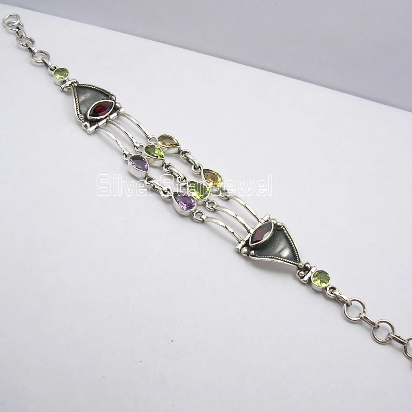 Chanti International SOLID Silver Natural MULTISTONES ANTIQUE STYLE Big Bracelet 8 Inches ETHNIC Chanti International SOLID Silver Natural MULTISTONES ANTIQUE STYLE Big Bracelet 8 Inches ETHNIC
