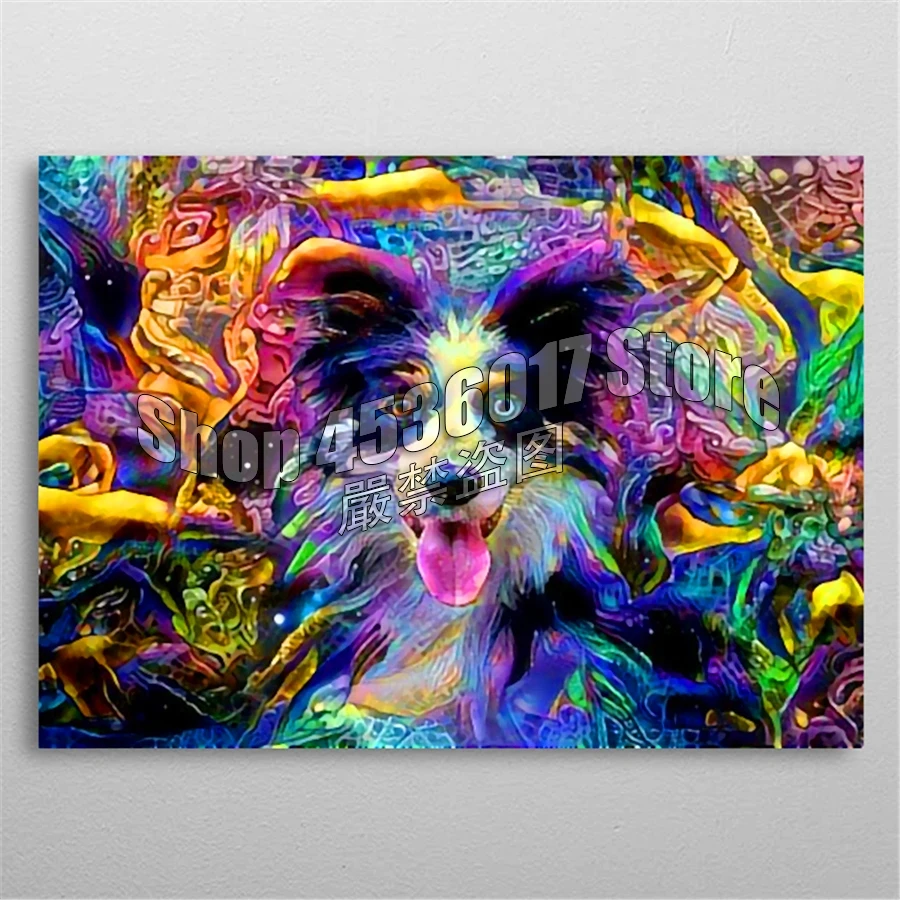 

5D DIY Diamond Embroidery Trippy Dog Diamond Painting Cross Stitch Full Diamond Mosaic Cartoon Animals Home Decor Craft Picture