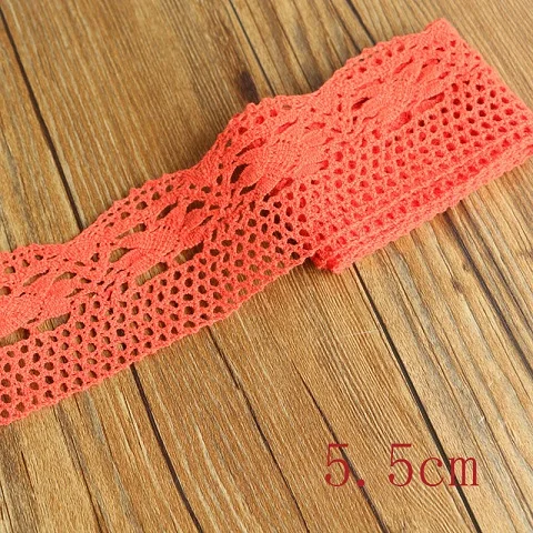 55MM 5yards 2-6 см 5 ярдов цветные кружева высокого качества Кружева Хлопок Кружева Шитье домашнего интерьера аксессуары для одежды DIY материал - Цвет: 55MM 5yards