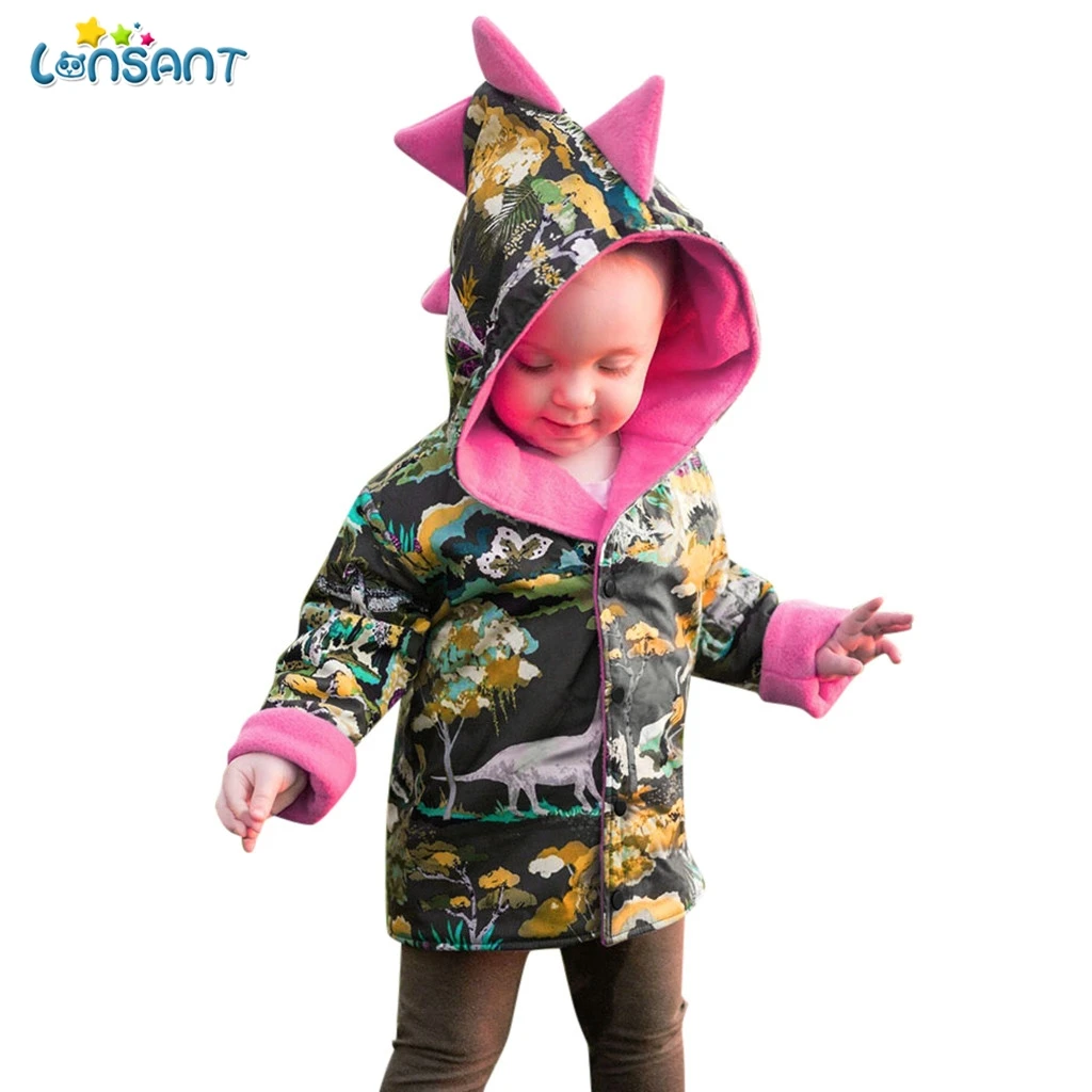 

LONSANT Girl Jackets Hooded Printed Long Sleeve Button Warm Baby Outerwear Kinderkleding Meisjes Vetement Enfant Fille N30