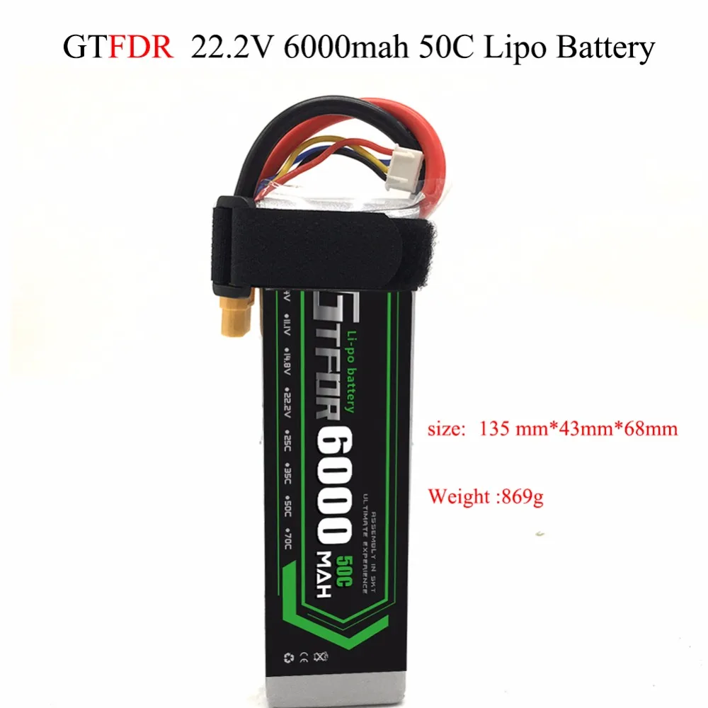 

GTFDR Lipo Battery 6S 22.2V 6000mAh 50C Max 100C for RC Drone FPV UAV Helicopter Quadcopter Aircraft RC Batteria Akku