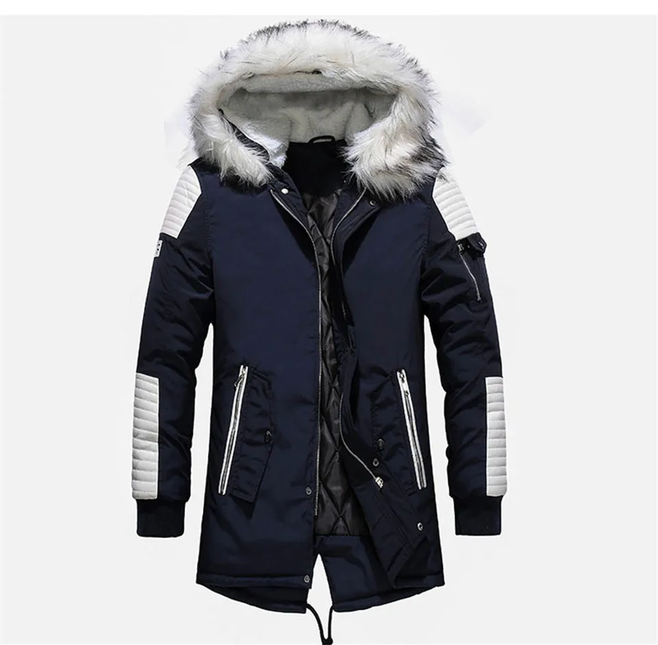 Брендовая новая зимняя куртка для мужчин, утолщенные теплые парки, Повседневная Длинная Верхняя одежда, куртки и пальто с капюшоном и воротником для мужчин, veste homme