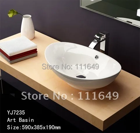 7235 Bathroom Ceramic Counter top one hole for faucet Wash hand Wash bowl basin Cabinet Basin