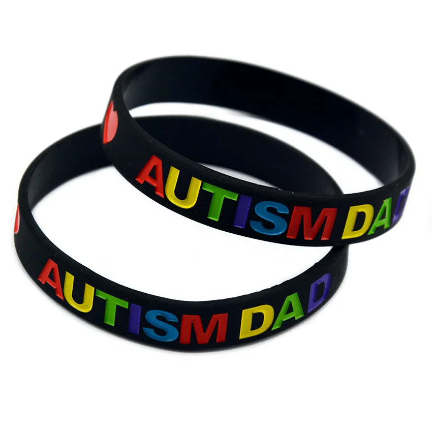 OBH 50PCS Love Autism DAD and MOM Silicone Bracelet White Black | Украшения и аксессуары