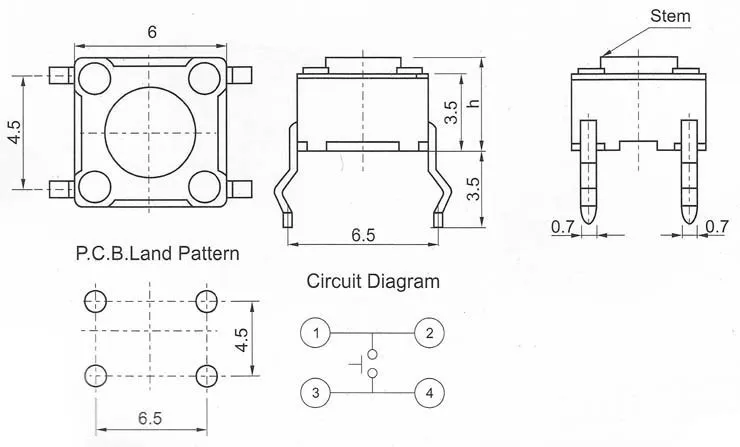 6x6 мм панель PCB мгновенный тактильный Такт Мини кнопочный переключатель DIP 4pin 6x6x4,3/5/6/7,3-25 мм 6*6*4,3 мм 5 мм 6 мм 7 мм 8 мм-25 мм