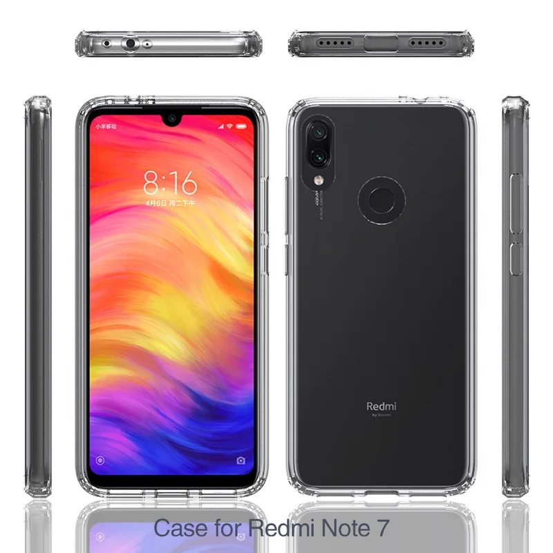 Для Xiaomi Redmi Note 7 чехол TPU бампер Жесткий ПК акрил прозрачный Гибридный Кристальный чехол для телефона Xiaomi Redmi Note 7 Note7 Pro Coque