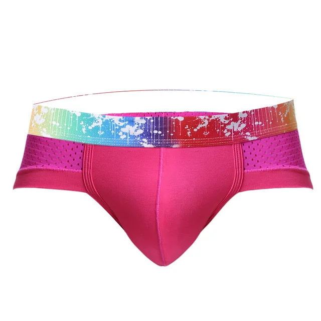 Breathable Mesh Abstract Rainbow Gay Men Briefs Queerks™