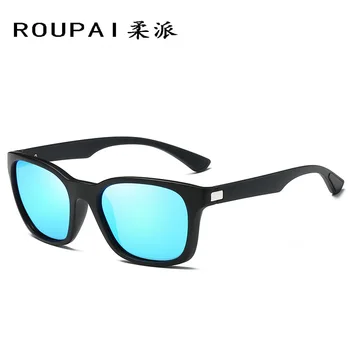 

ROUPAI sunglasses men Vintage Polarized brand designer retro sun glasses uv400 driving square blue black gafas de sol hombre