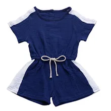 Летний повседневный спортивный комбинезон ярких цветов с завязками для маленьких девочек, комбинезон, короткие штаны, одежда для детей 1-4 лет