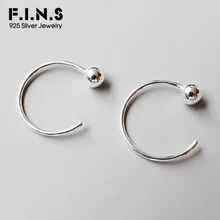 F. I. N. S минимализм S925 Стерлинговое Серебро Серьги модные ювелирные изделия простой геометрический дизайн, округлый, Круглый бисер серьги аксессуары для женщин