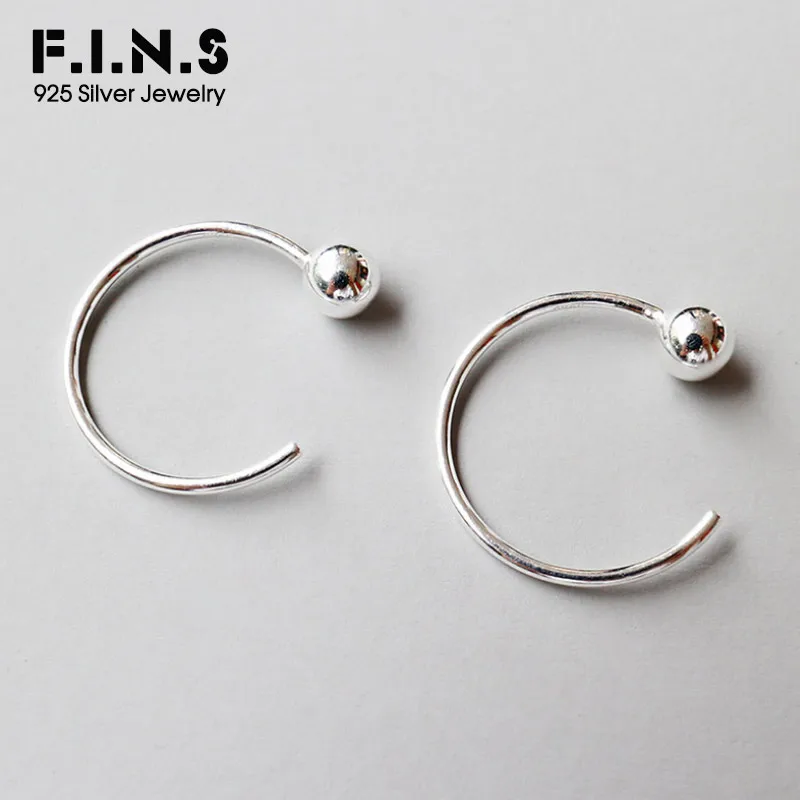 

F.I.N.S Minimalism S925 Sterling Silver Earrings Fashion Jewelry Simple Geometric Round Circle Beads Earrings Accessories Women