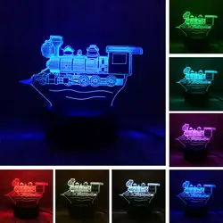Поезд Модель 3D иллюзия светодиодный ночник красочные Touch Flash фея света стол Декор Утюг фигурка лошади люминесцентные игрушки