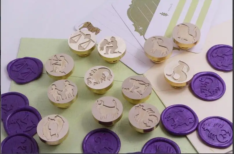 Зодиака восковая с металлической головкой и ручкой 12 знаков|wax seal|seal headsealing wax seals |