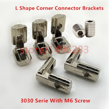

10pcs T Slot L Shape 90 Degree 3030 Aluminum Profile Accessories Inside Corner Connector Bracket With M6 Screw