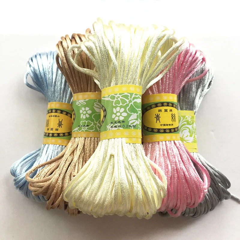 

Light Baby Color 20 Meters Satin Nylon Cord Macrame Beading String 2.5mm Knitting Rope Chinese Knot Thread For Jewelry Making