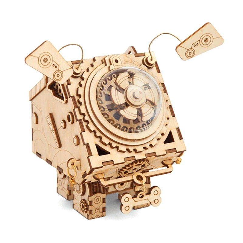 Robotime ROKR Steampunk Music Box 3D Wooden Puzzle Assembled Model Building Kit Toys For Children Birthday Gift Drop Shipping