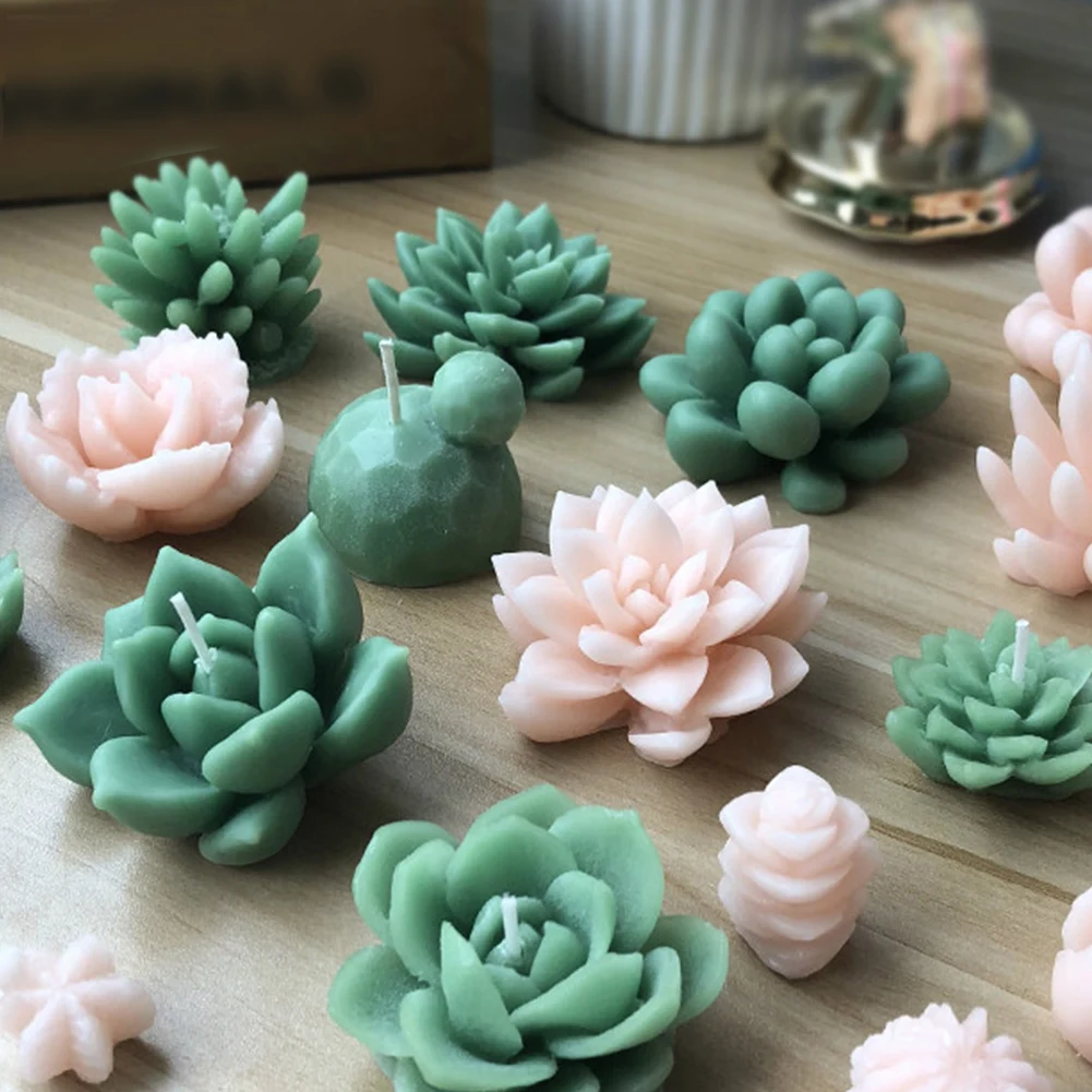 

Cake Mold 3D Silicone Succulent Cactus Candles Handmade Moulds Diy Plants Silicon Fondant Mold For Cake Cupcake Decoration No.18